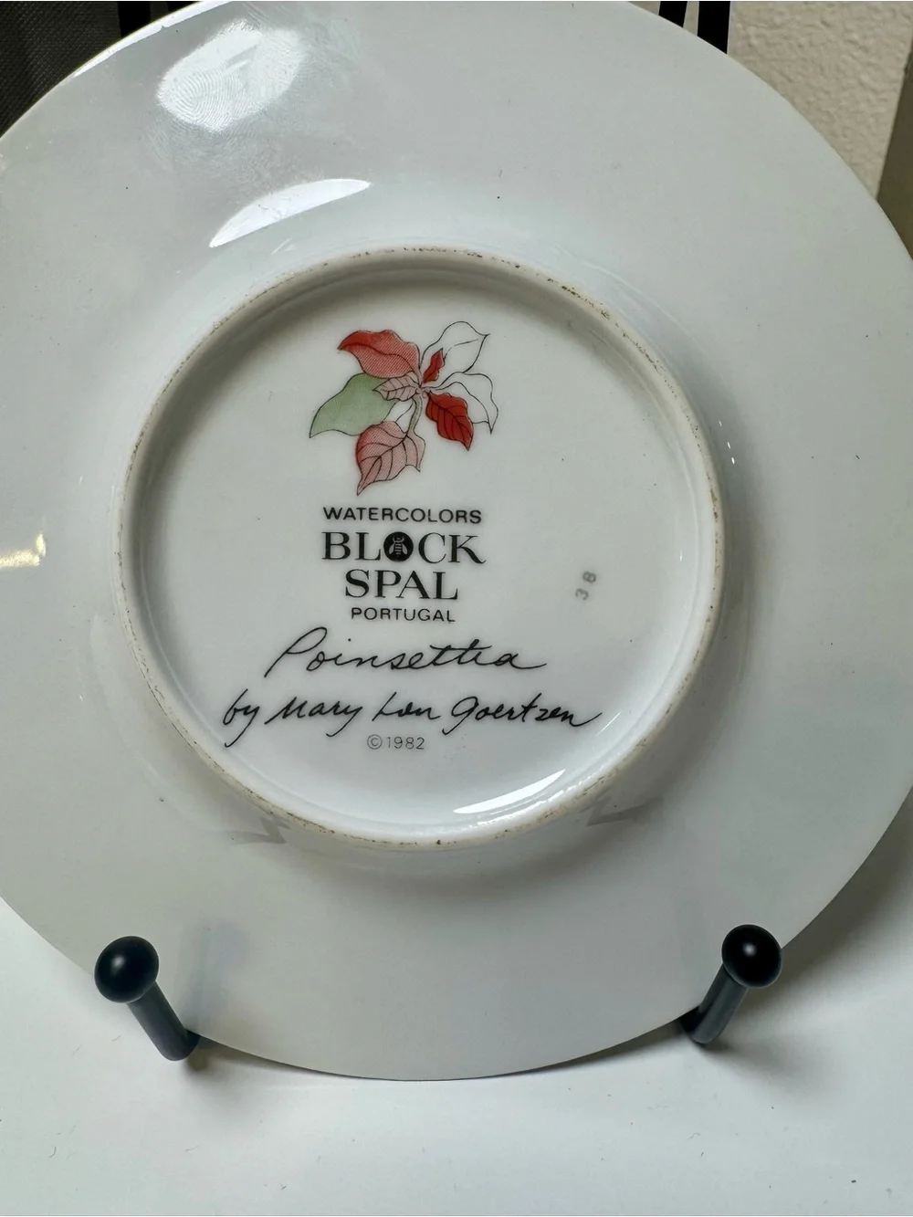 Block Spal Porcelain Saucer Plate with Pointsetta Motif- 1982
